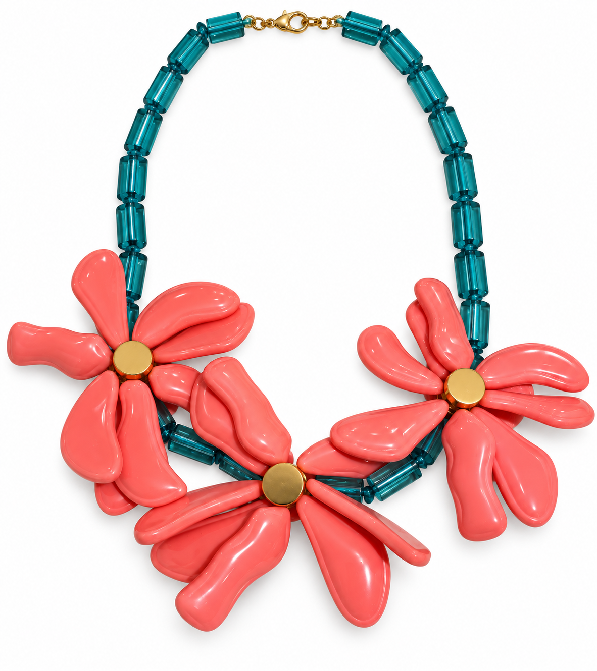 Collar 3 flores acrilico