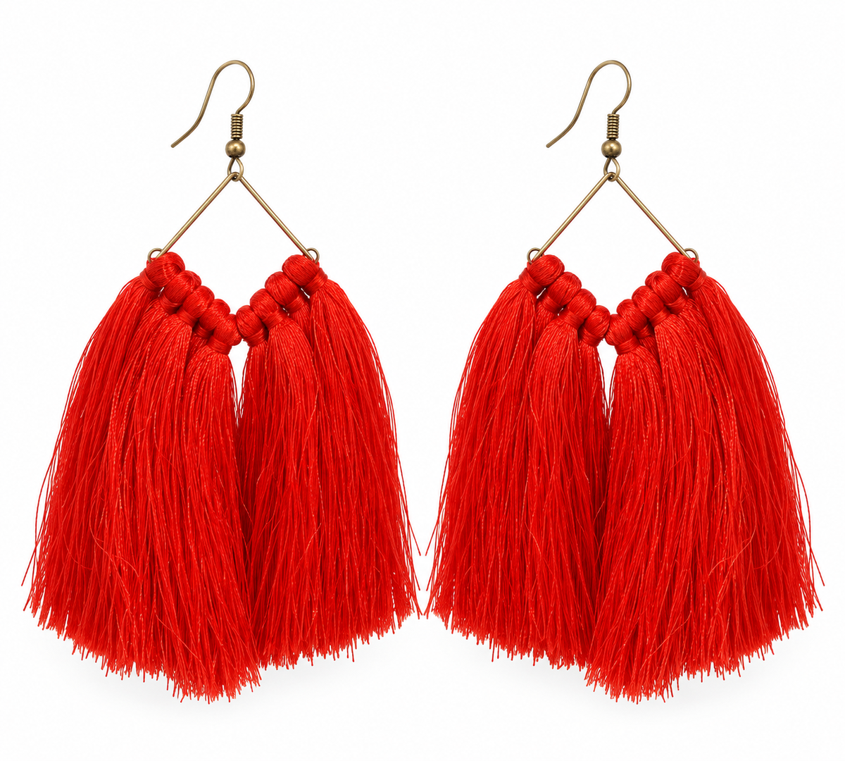 Aretes borlas Rojo