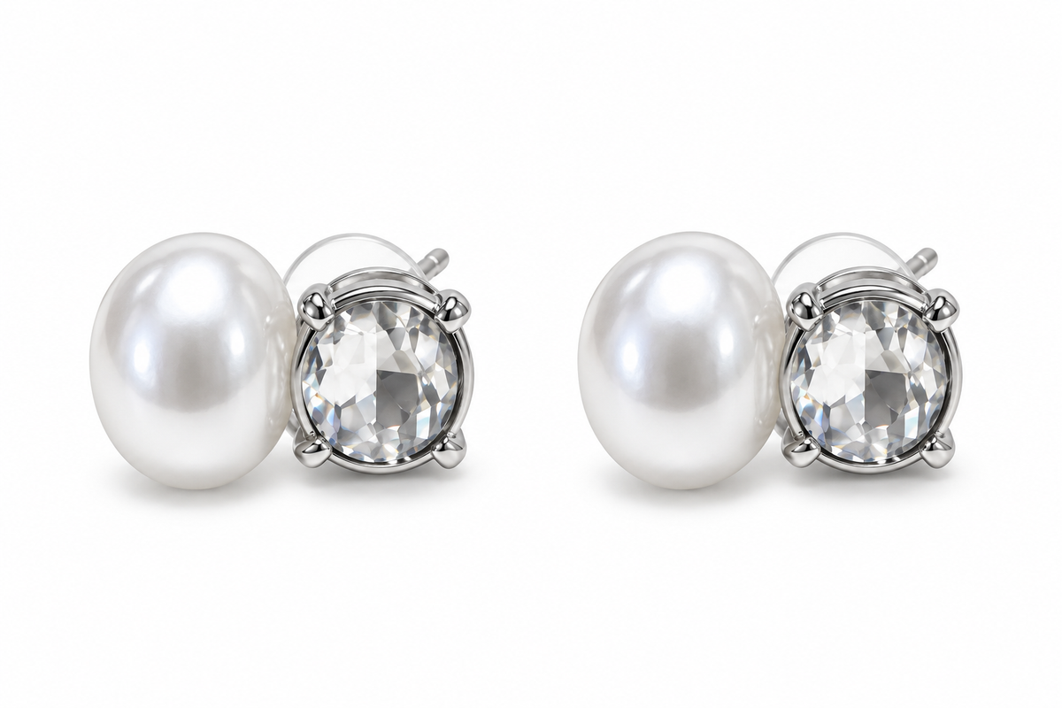 Aretes perla con cristal