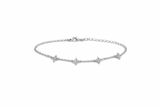 Pulsera Zirconia plata  de flor