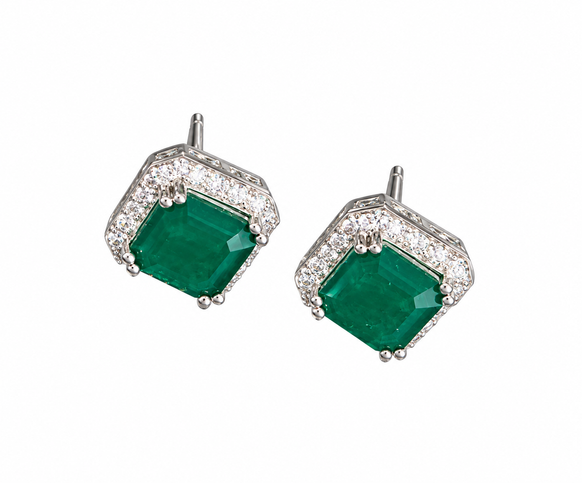 Aretes verdes cuadrados