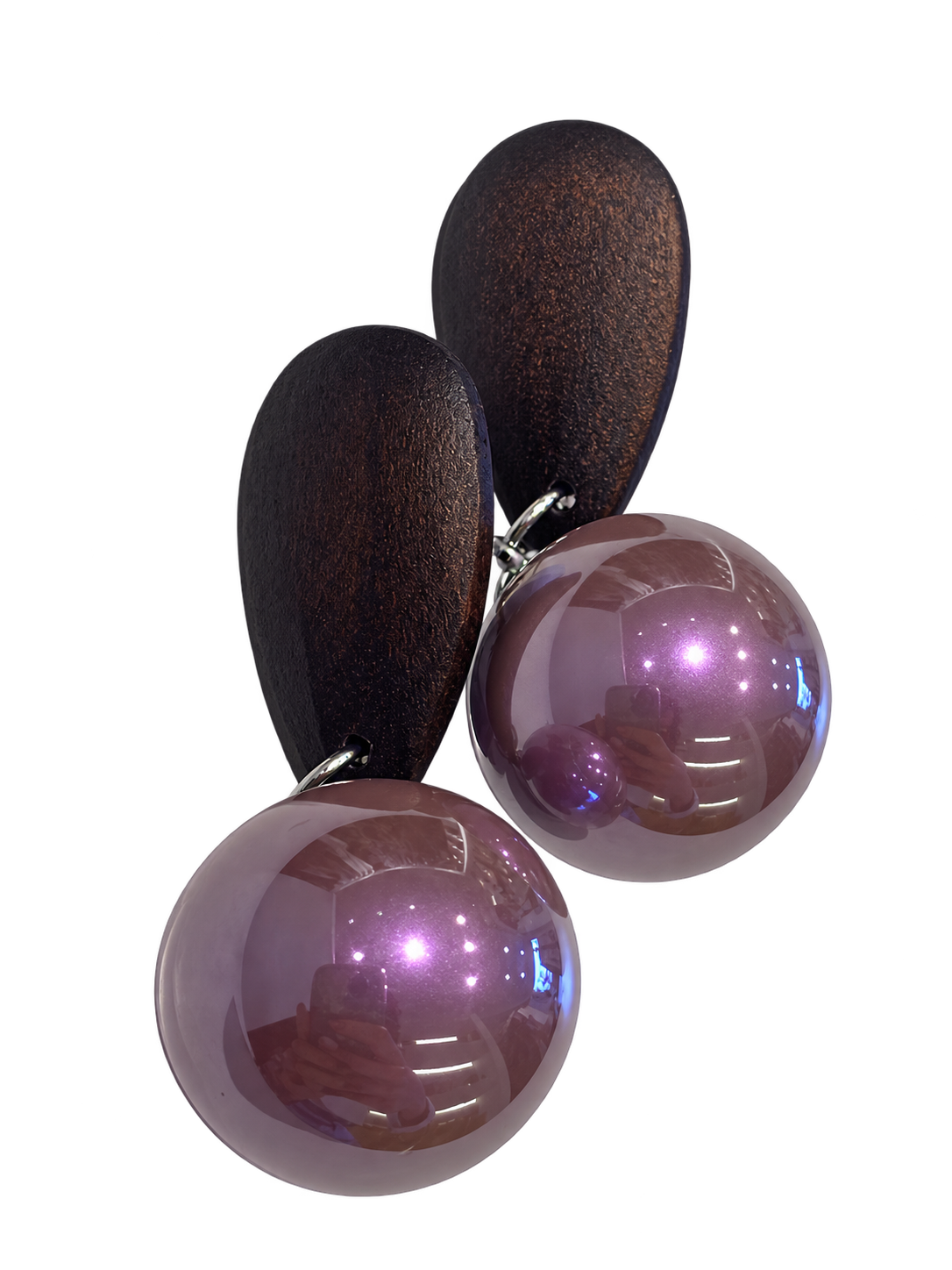 Aretes Madera con Perlas