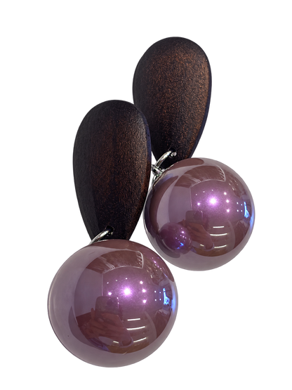Aretes Madera con Perlas
