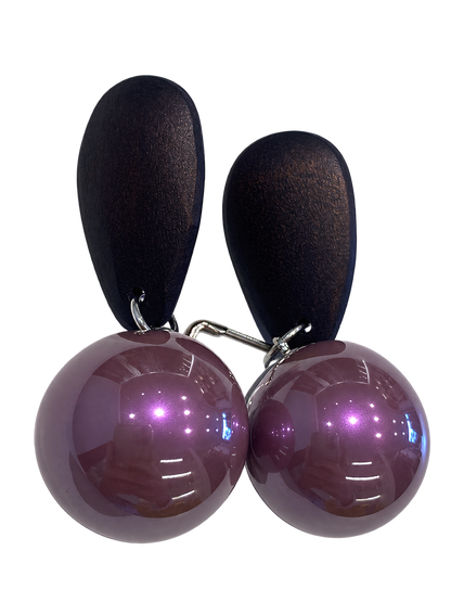 Aretes Madera con Perlas