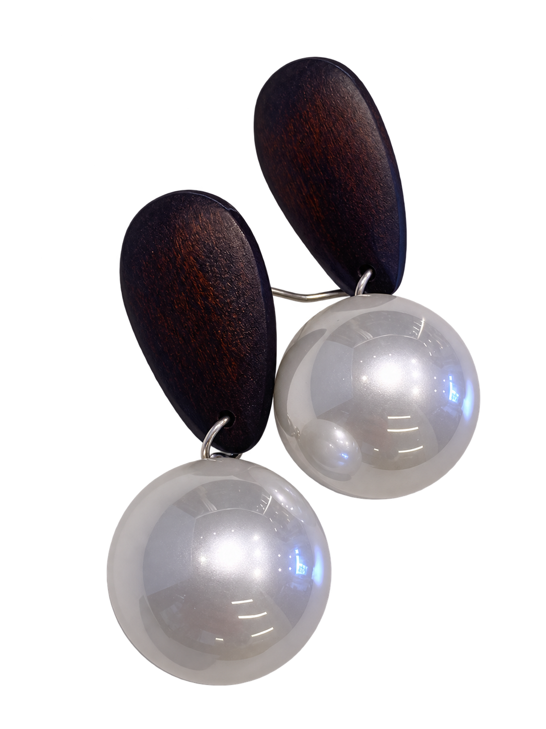 Aretes Madera con Perlas