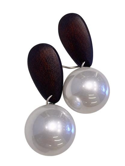 Aretes Madera con Perlas
