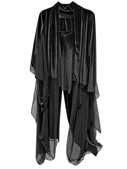 Traje Mesh Terciopelo Negro