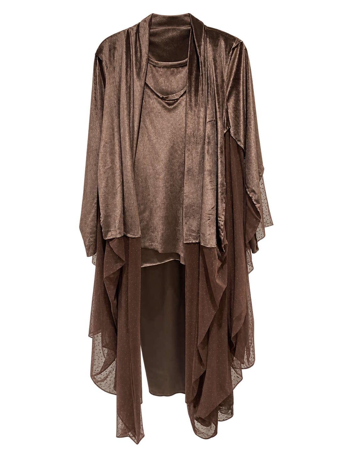 Traje Mesh Terciopelo Café