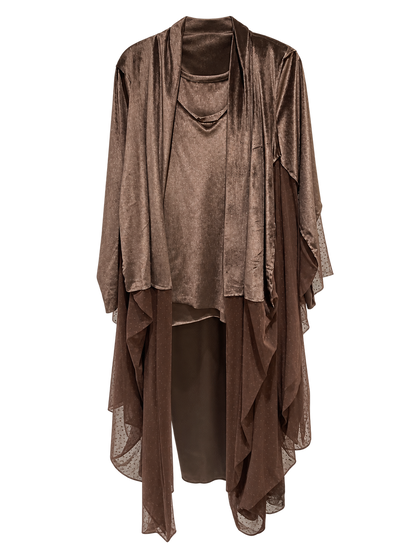 Traje Mesh Terciopelo Café
