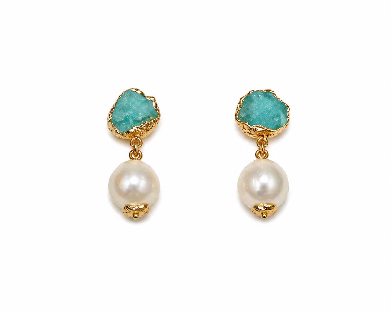 Arete Grande esmeralda Fundida + Perla Cultivada