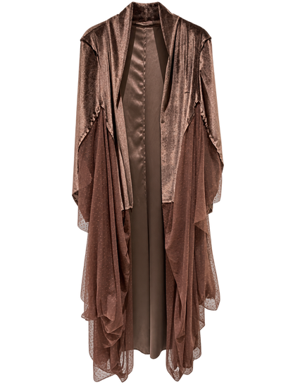 Traje Mesh Terciopelo Café