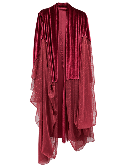 Traje Mesh Terciopelo Vino