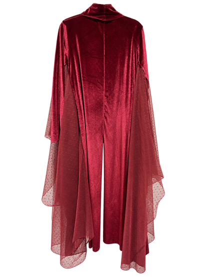 Traje Mesh Terciopelo Vino