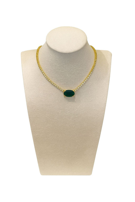Collar tennis con circulo verde