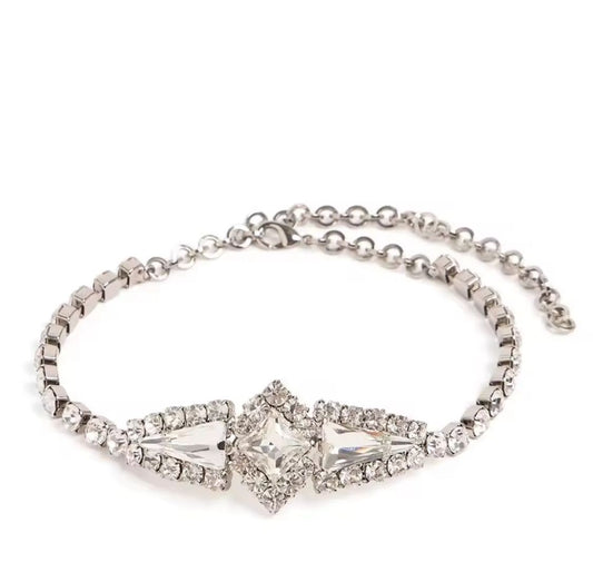 Collar Plateado con cristales