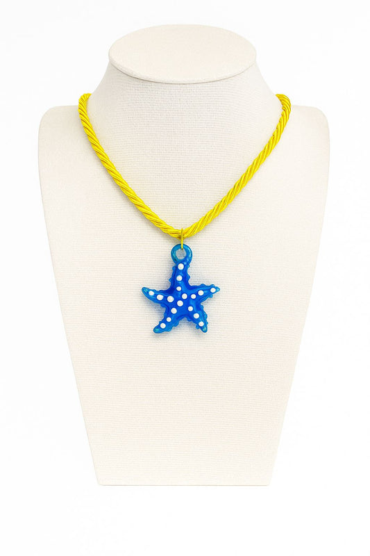 Collar de estrella marina azul con correa