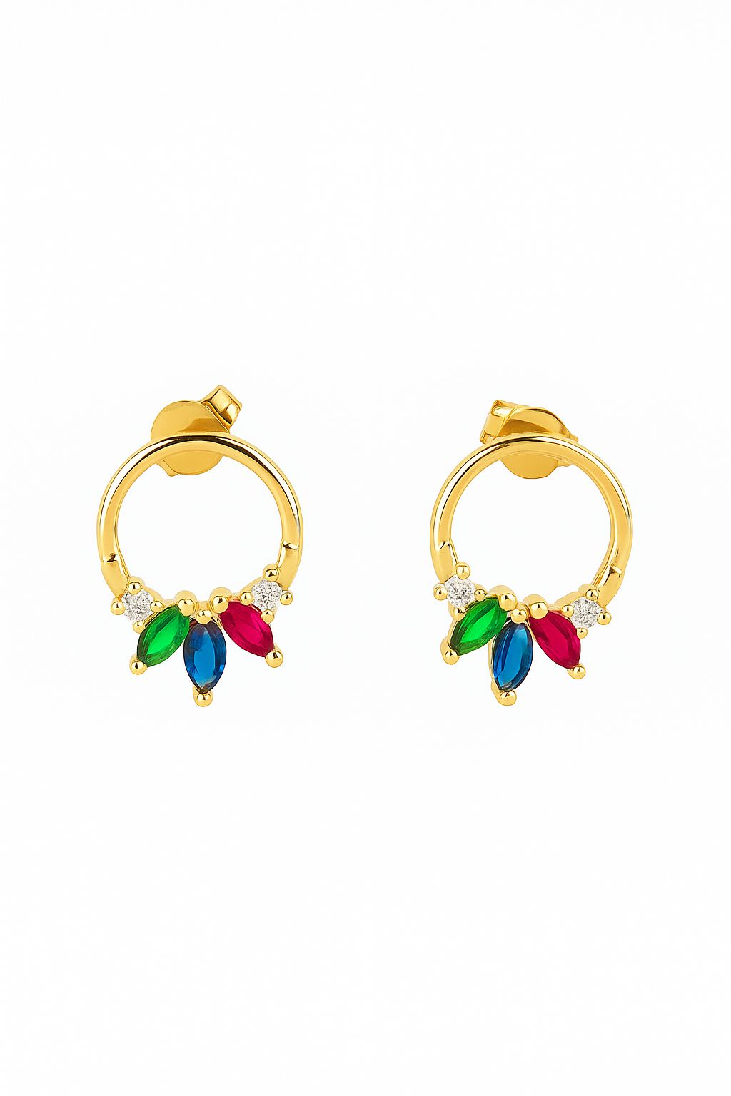 Aretes circulo con hoja verde