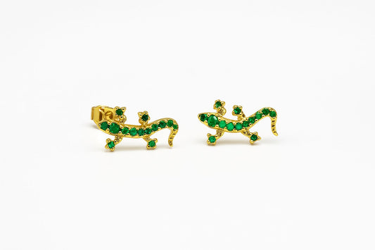 Aretes de lagartija verdes