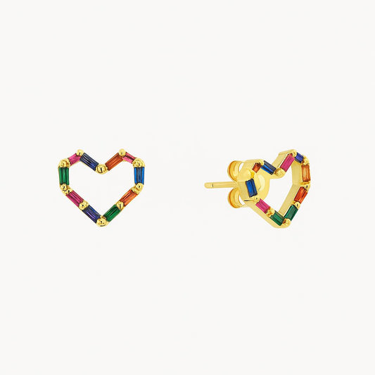Aretes corazón arcoíris