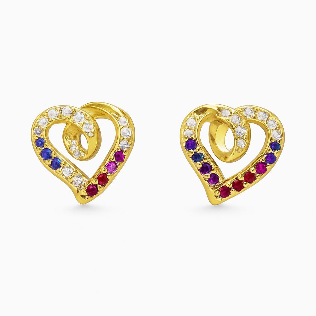 Aretes Corazón rojo y azúl