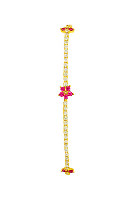 Pulsera de zirconias con flores rojas