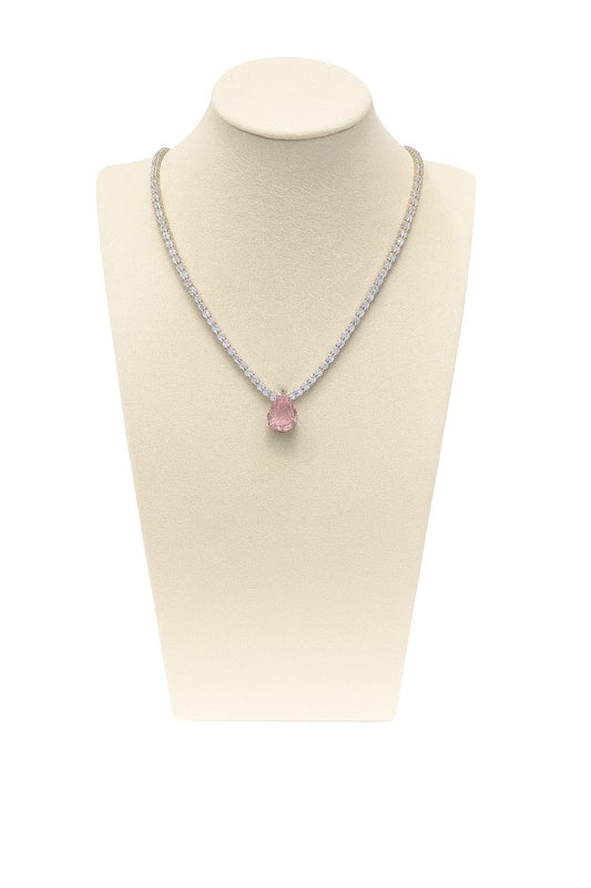 Collar Tennis con gota rosa