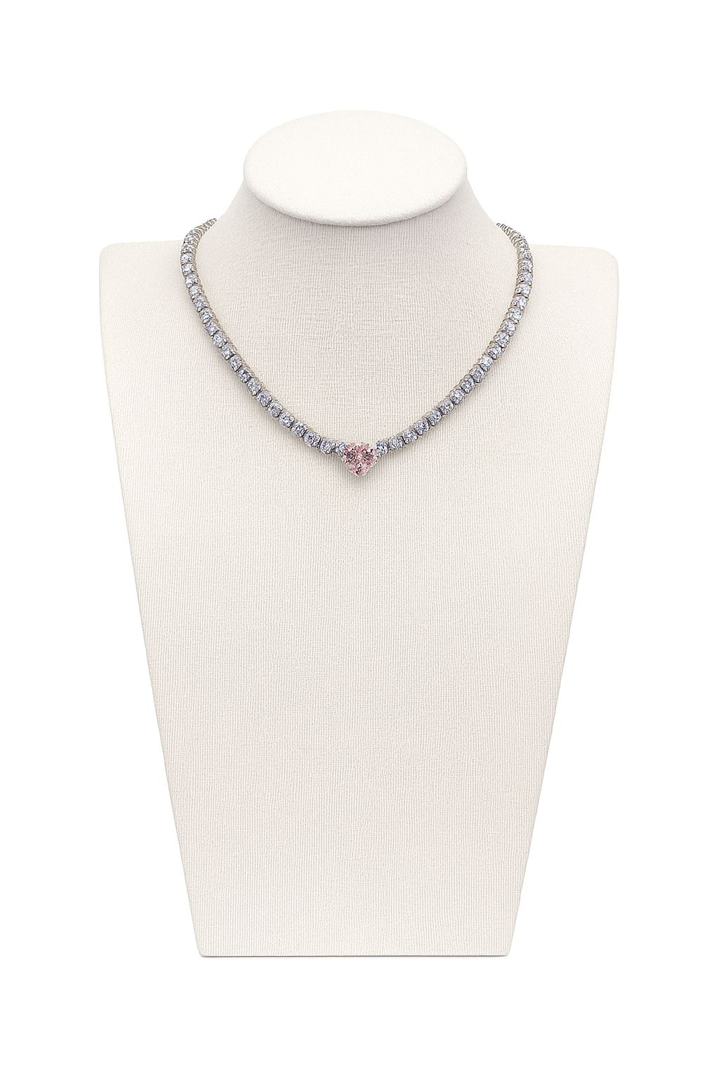 Collar tennis con corazón rosa