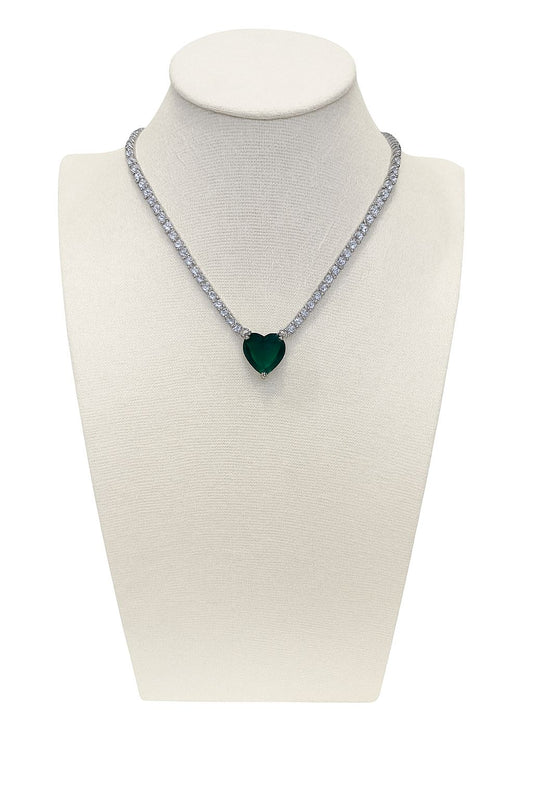 Collar Tennis con zirconias y corazón