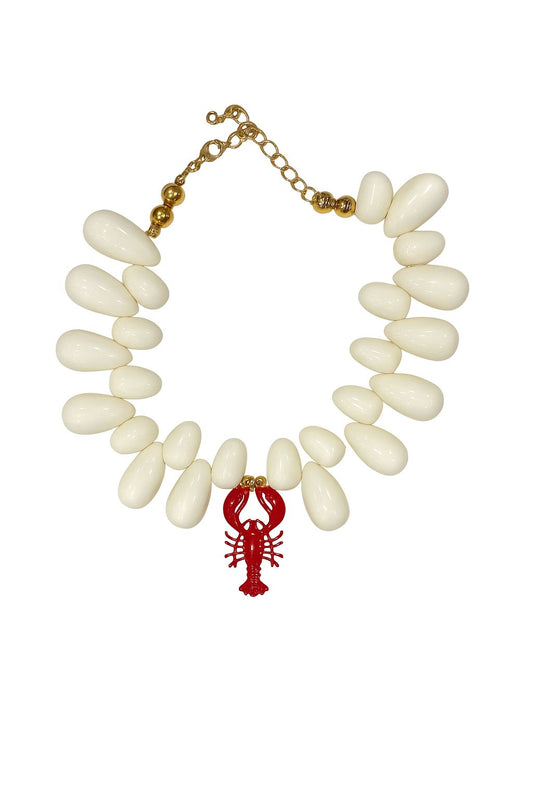 Collar de langosta con piedras blancas