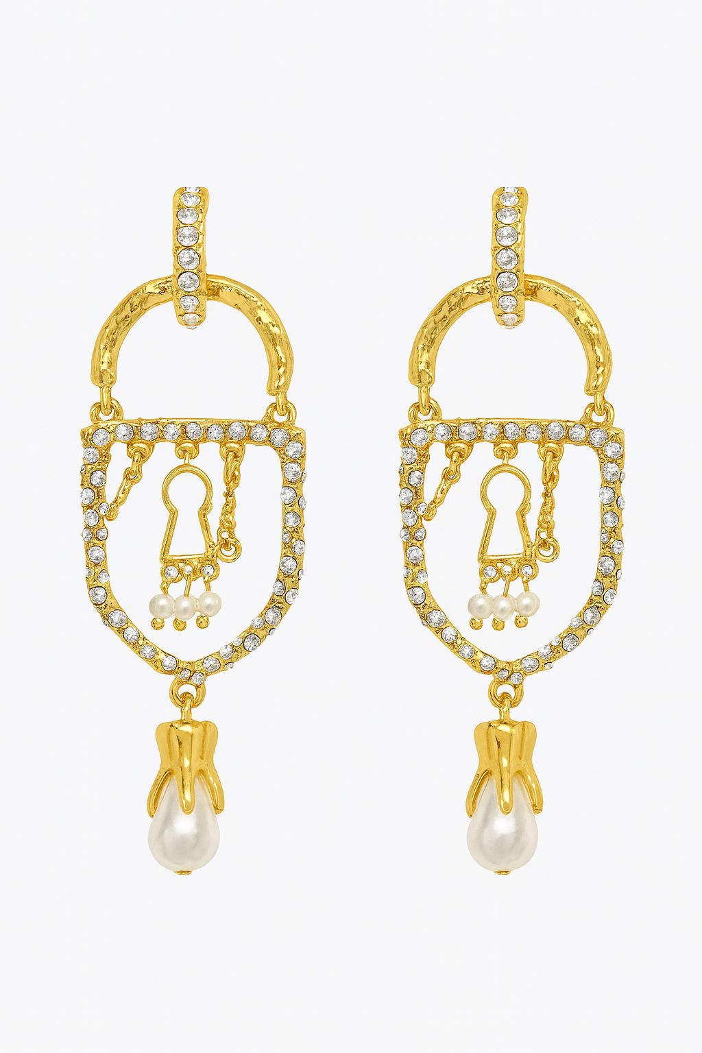 Aretes candado dorados