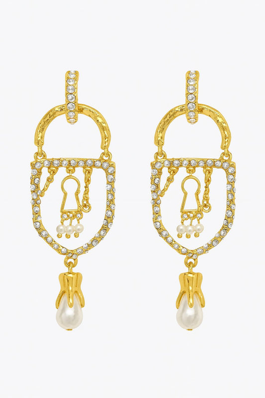 Aretes candado dorados