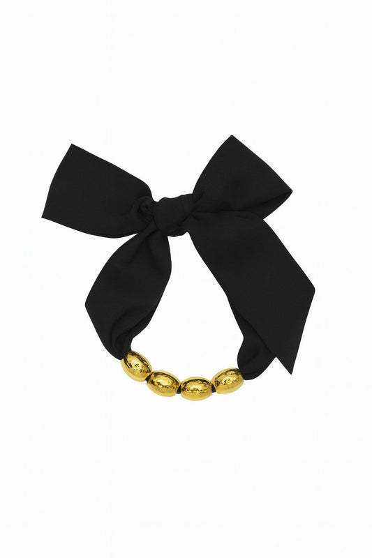 Collar de cuentas de metal y tela