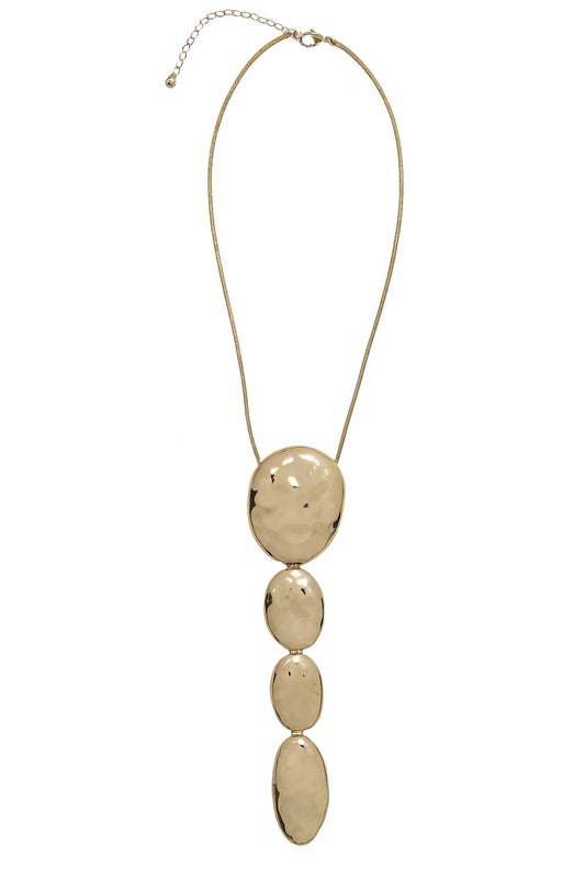 Juego de collar y aretes de ovalos dorados