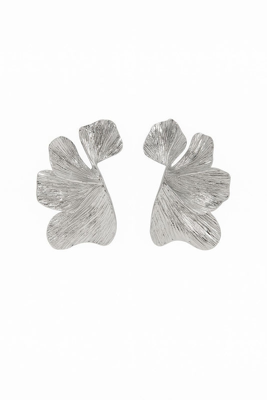 Aretes media flor Plateados