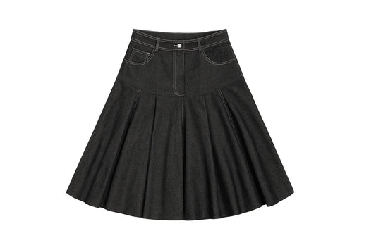 Falda Circular Denim Negro
