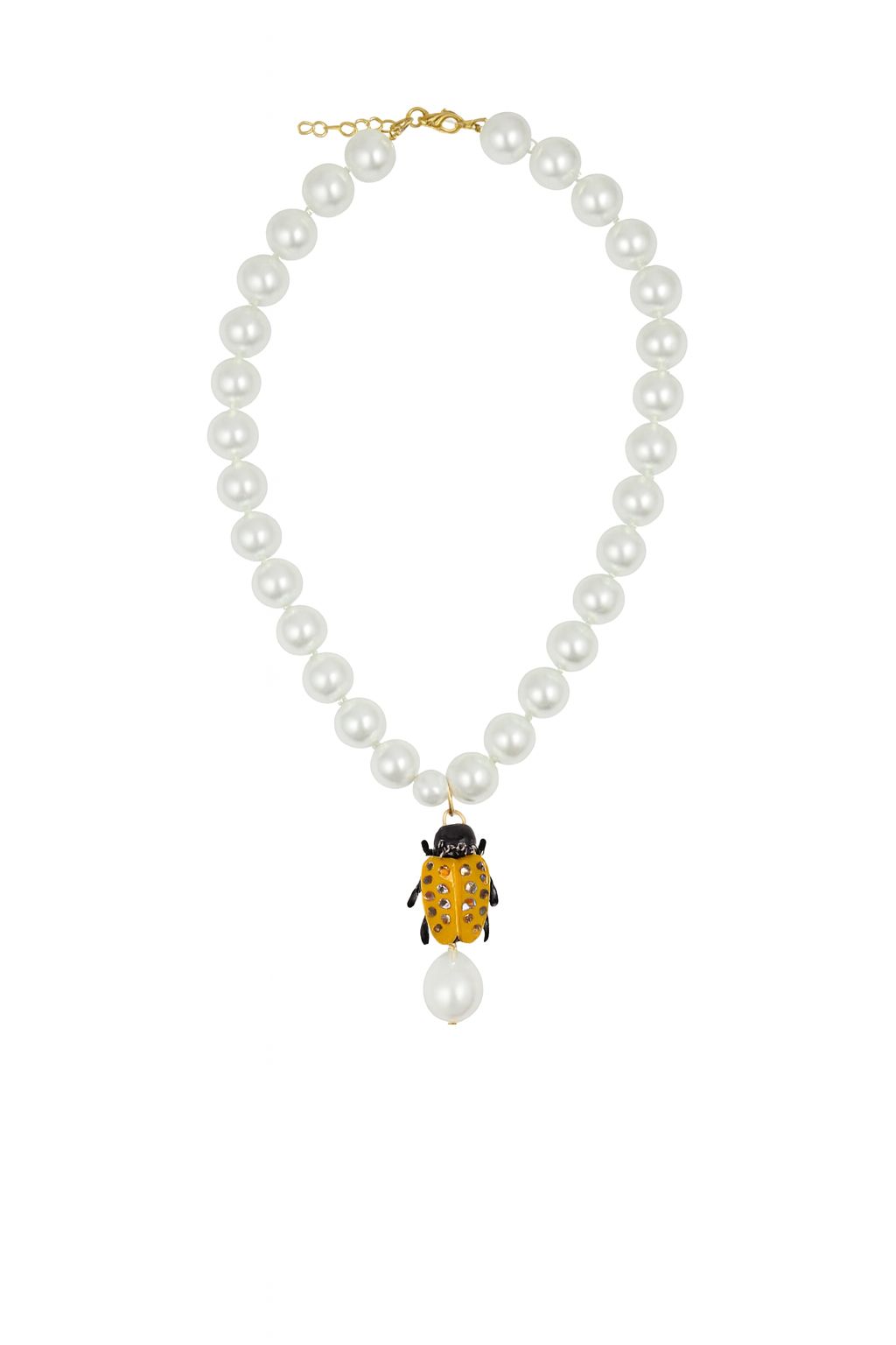 Collar perla grande escarabajo