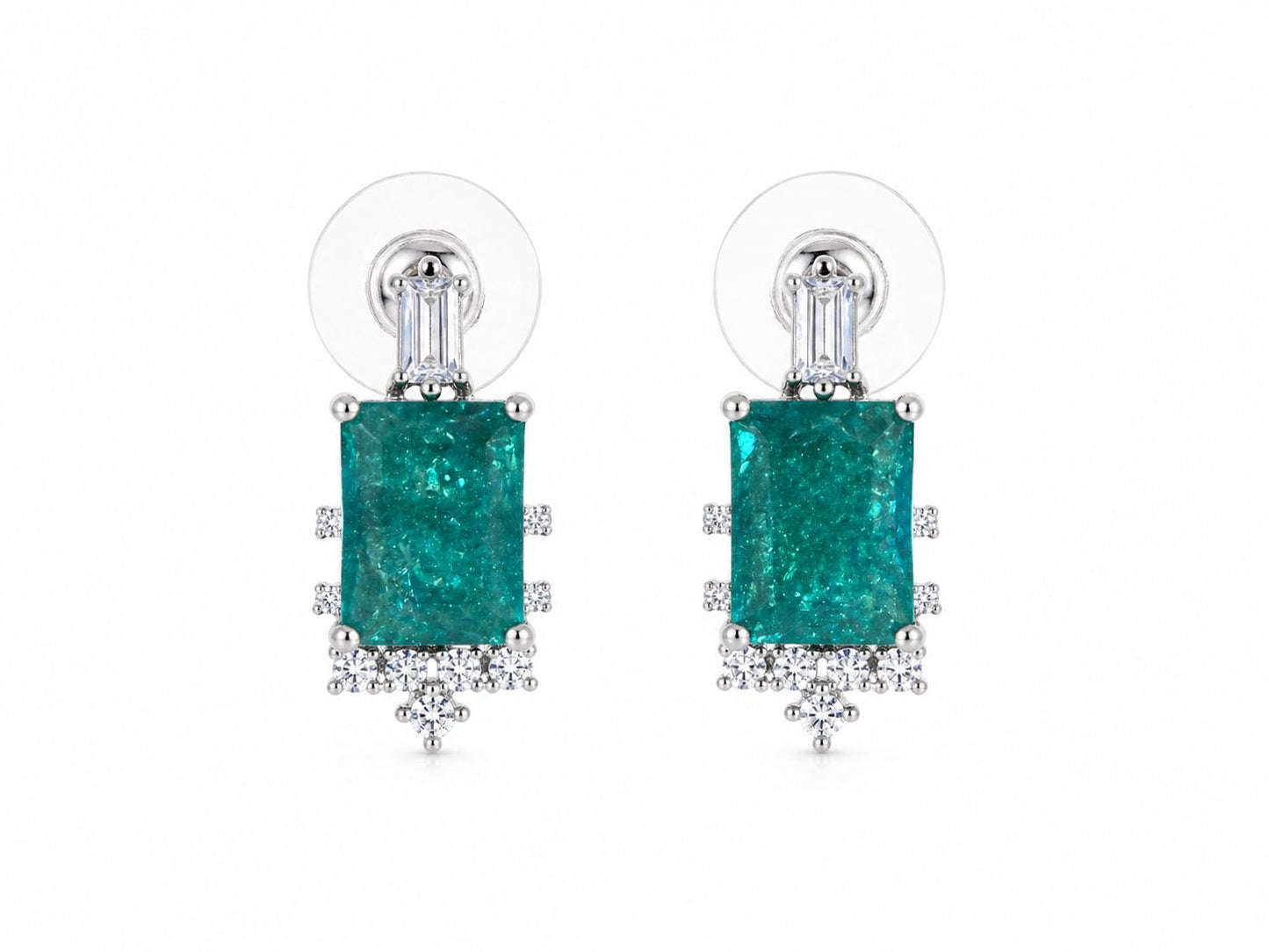 Aretes verdes cuadrados