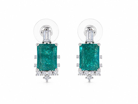 Aretes verdes cuadrados