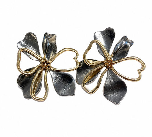 Aretes flor plata y dorados