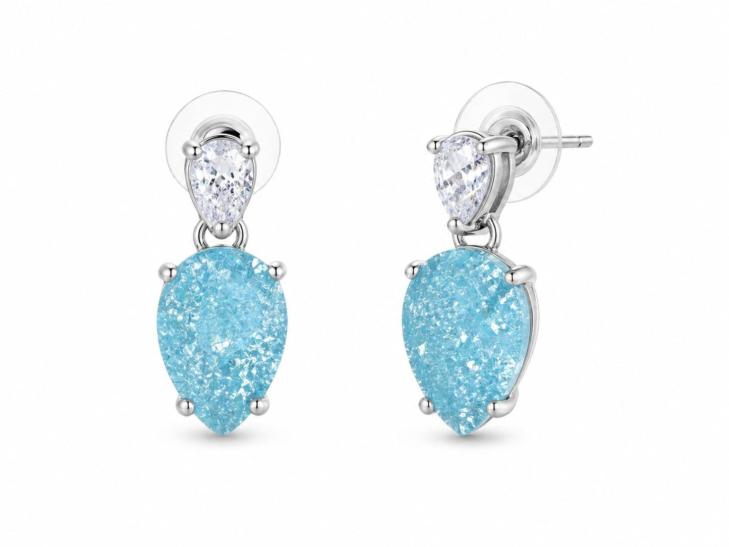 Aretes cristal gota azul