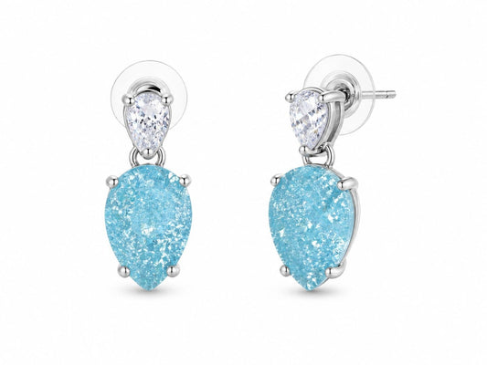 Aretes cristal gota azul