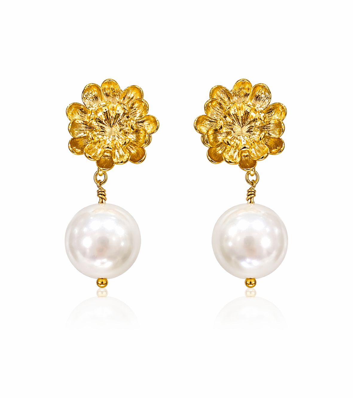 Arete doble flor con perla