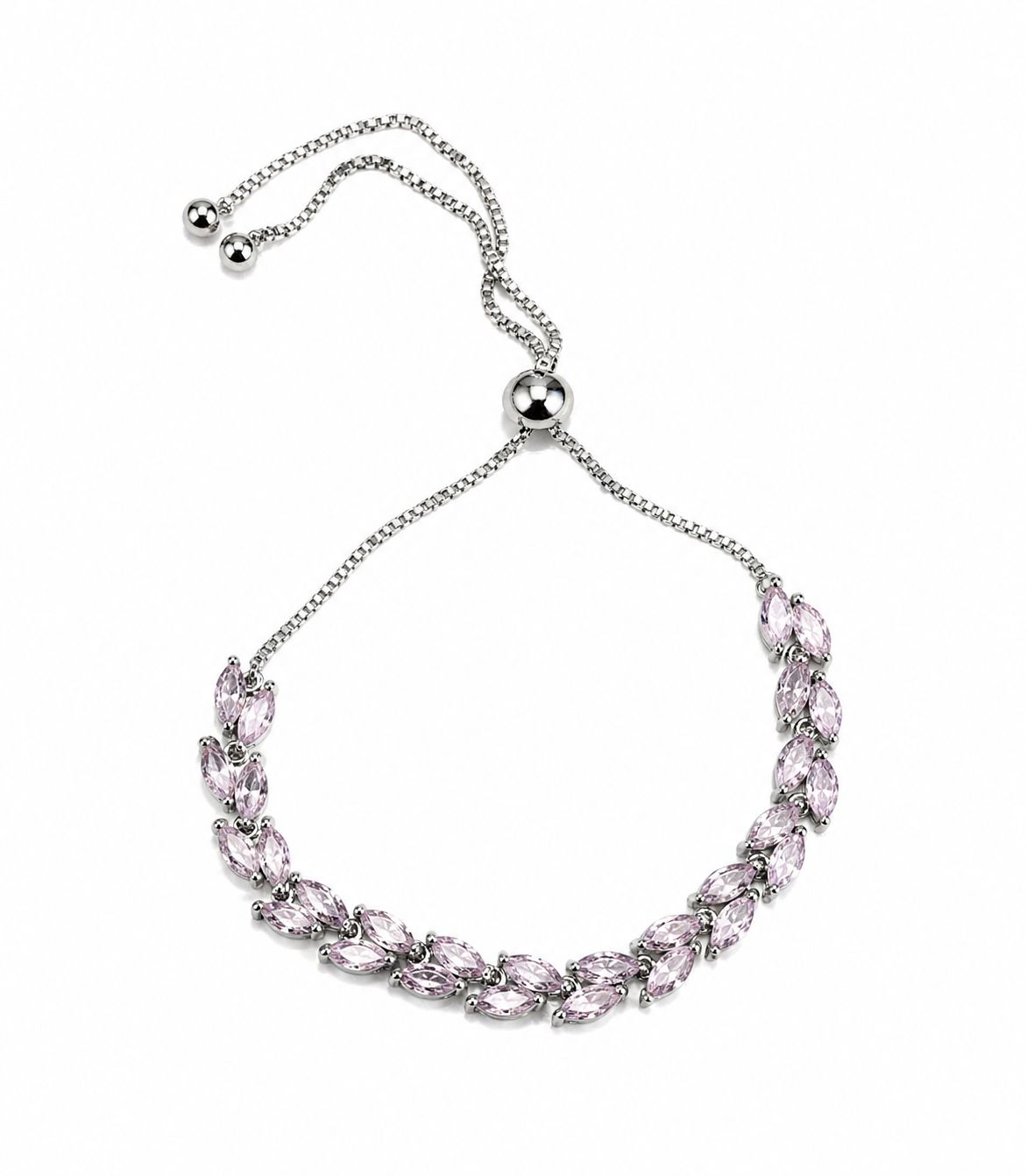 Pulsera Corrediza zirconia hojas