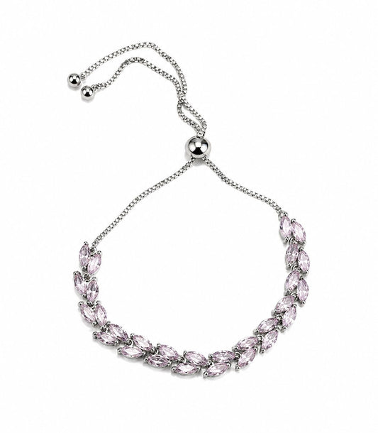 Pulsera Corrediza zirconia hojas