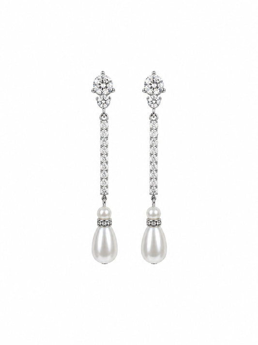 Aretes largos perla gota