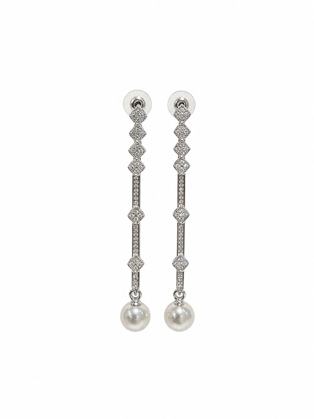 Aretes de Perlas Rombo Largo