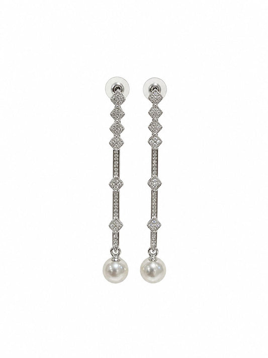 Aretes de Perlas Rombo Largo