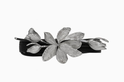 Cinturón de flores metalico