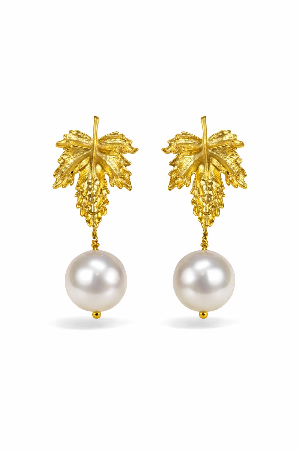Aretes Hoja de Otoño Con Perla