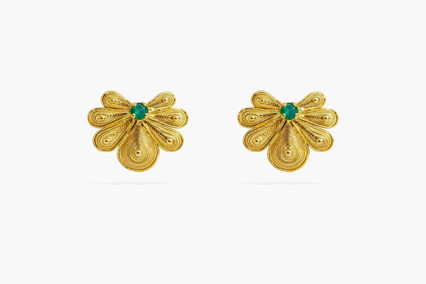 Aretes 7 hojas Filigrana abanico